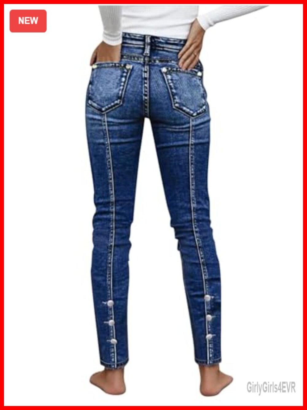 Flamingals Mid Waist Skinny Butt Lifting Slim Fit Jeans